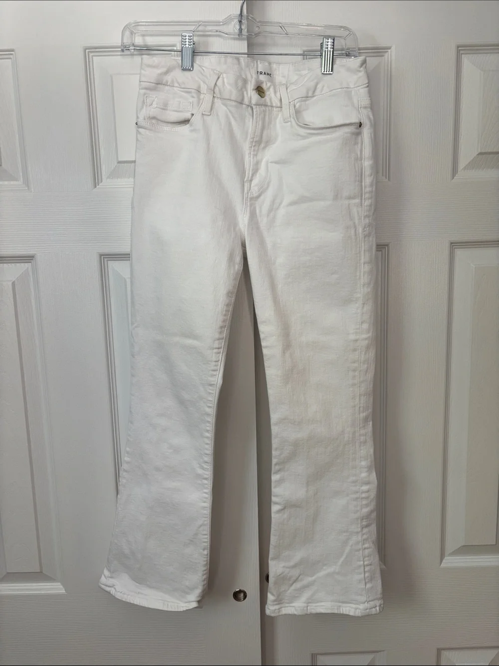 Frame Le Crop Mini Boot White Jeans Size 28